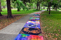 Sidewalk chalk art in Savannah's Forsyth Park, Georgia, USA.