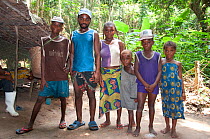 Mbuti pygmies family portrait, Democratic Republic of the Congo, Africa, December 2011.