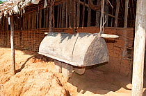 Village drum in Mongo village, Democratic Republic of the Congo, Africa, November 2011.