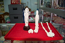 Products made of ivory including statuettes (one of  Ganesh) and a necklace, Nakhon Sawan, December 2012
