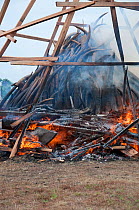 Government ivory burn with 6 tonnes (worth 6 million dollars) of African elephant (Loxodonta africana) tusks, Libreville, Gabon, June 6th 2012.