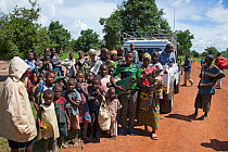 Group of local people outside village on road to Katanga, Democratic Republic of Congo, March 2012.