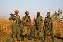 Park rangers with rifles, Garamba National Park, Democratic Republic of the Congo, February 2012.