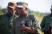 Park rangers with rifle magazines, Garamba National Park, Democratic Republic of the Congo, February 2012.
