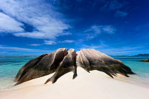 Rock formation on Anse Source d'Argent beach. La Digue Island, Seychelles. November, 2012.