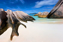 Rock formations on Anse Source d'Argent beach. La Digue Island, Seychelles. November, 2012.
