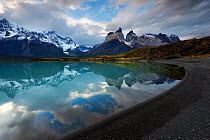 Cloudy sunset over Nordenskjold Lake. Torres del Paine National Park, Patagonia, Chile. April 2013. Non-ex.