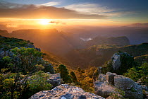Sunset over Blyde River Canyon, viewed from the Mariepskop side. Mpumalanga, South Africa. January 2011. Non-ex.