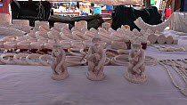 Elephant ivory for sale in Kinshasa market, footage filmed covertly, Democratic Republic of the Congo, 2013.