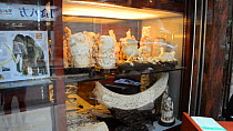 Carved elephant ivory for sale in a shop on Nathan Road, Kowloon, Hong Kong, December 2012.
