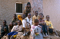 Village children congregating under tree. Chad, 2002-2003.