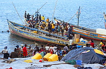 People aboard passenger and cargo vessels, Big Wharf, Freetown, Sierra Leone, 2004-2005.