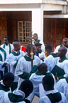 Congregation outside St George's Anglican Cathedral. Freetown. Sierra Leone, 2004-2005.