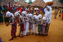 Young girls in traditional dress undergoing secret society initiations. Sefadu, Sierra Leone, 2004-2005.