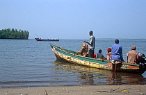 People aboard passenger vessel from Sherbro Island to York Island. Sierra Leone, 2004-2005.