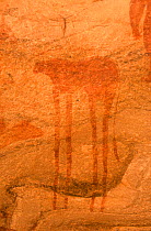 Ancient rock painting of animal figure, Guilemsi, central Mauritania, 2004.