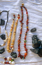 Jewellery including beads, conus shells and meteorites. Atar market, Mauritania, 2005.