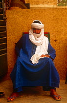 Tuareg cattle owner in traditional dress visiting Niamey, Niger, 2003.