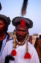 Portrait of Peul / Fula man in traditional clothing at Ngarawal, Niger, 2005.
