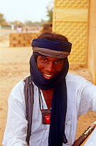 Portrait of Peul / Fula herdsman visiting the capital Niamey, Niger, 2004.