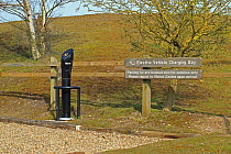 Electric vehicle charging point, Suffolk, UK, March 2014.