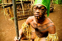 Man in traditional costume, Efate Island, Shefa Province, Vanuatu, September 2008.