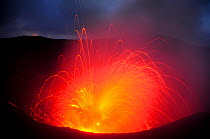 Eruption of Yasur volcano at night, Tanna Island, Vanuatu. September 2008.