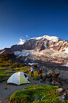 Campsite on Curtis Ridge, Mount Rainier National Park, Washington, USA, August 2014.