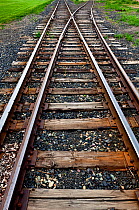 Railroad tracks, Oakesdale, Whitman County, Washington, USA, June 2014.