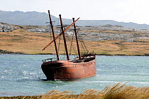 Lady Elizabeth shipwreck, Whale Bone Cove, Falkland Islands. The ship was built in Sunderland, England, and launched on the 6th June 1879. March 2014.