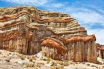 Eroded sandstone cliffs. Red Rock Canyon State Park, Sierra Nevada, California, USA, May.