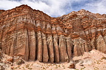 Eroded sandstone cliffs, Red Rock Canyon State Park, Sierra Nevada, California, USA, May.
