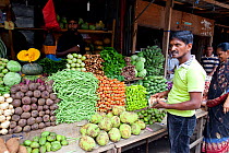 Vegetables for sale at market, Pettah, Colombo, Sri Lanka, December 2012.