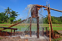 Drainage system for gemstone mine shafts under paddy fields, Ratnapura, Sri Lanka, December 2012.