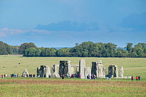 Tourists visiting Stonehenge, Wiltshire, UK, October 2014.