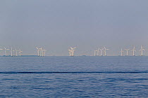 Wind turbines in a off shore wind farm. Mecklenburg Bight, Baltic Sea. June.