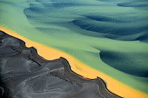 Aerial view of river delta, South West Iceland, June 2014.