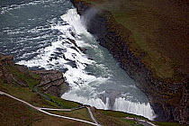 Aerial view of Gullfoss waterfall, South West Iceland, June 2014.