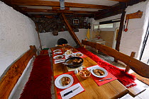 Dining area, Mons Baebius lodge, Velebit Mountains Nature Park, Croatia, April 2014.