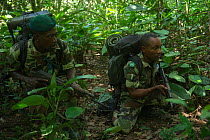 Eco-guards from African Parks on patrol. Mbomo, Odzala-Kokoua National Park, Republic of Congo (Congo-Brazzaville), June 2013.