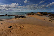 Time-lapse shot of the tide going out and coming in, Saint-Malo, Brittany, France, September 2012.
