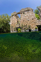 Partly submerged ruins, Lago di Capo D'Acqua, Capestrano, Aquila, Abruzzo, Italy, May 2006.