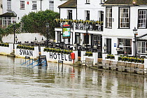 Floodwater from River Thames outside hotel, Staines, Surrey, UK, February 2014.