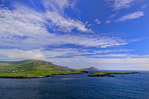 Horse Island, Long Island and Puffin Island in the distance, County Kerry, Republic of Ireland. June 2014.
