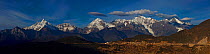 Panoramic of Mount Kawakarpo, Meili Snow Mountain National Park, Qinghai-Tibet Plateau, Yunnan Province, China. November 2009