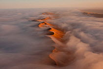 Aerial of fog over the Namib Desert, Namibia, September 2011.
