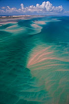 Aerial view of shifting sand banks off the coast of the Bazaruto Archipelago, Mozambique, May 2011.