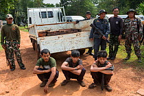Siam rosewood tree poachers caught by anti-poaching patrol, Thap Lan national park, Thap Lan National Park, Dong Phayayen-Khao Yai Forest Complex, eastern Thailand, August, 2014.