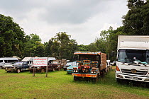 Vehicles confiscated from Siam rosewood tree poachers, stored as evidence, Thap Lan National Park, Dong Phayayen-Khao Yai Forest Complex, eastern Thailand, August.