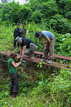 Setting up Freeland Foundation camera traps, Dong Phayayen-Khao Yai Forest Complex, eastern Thailand, August, 2014.